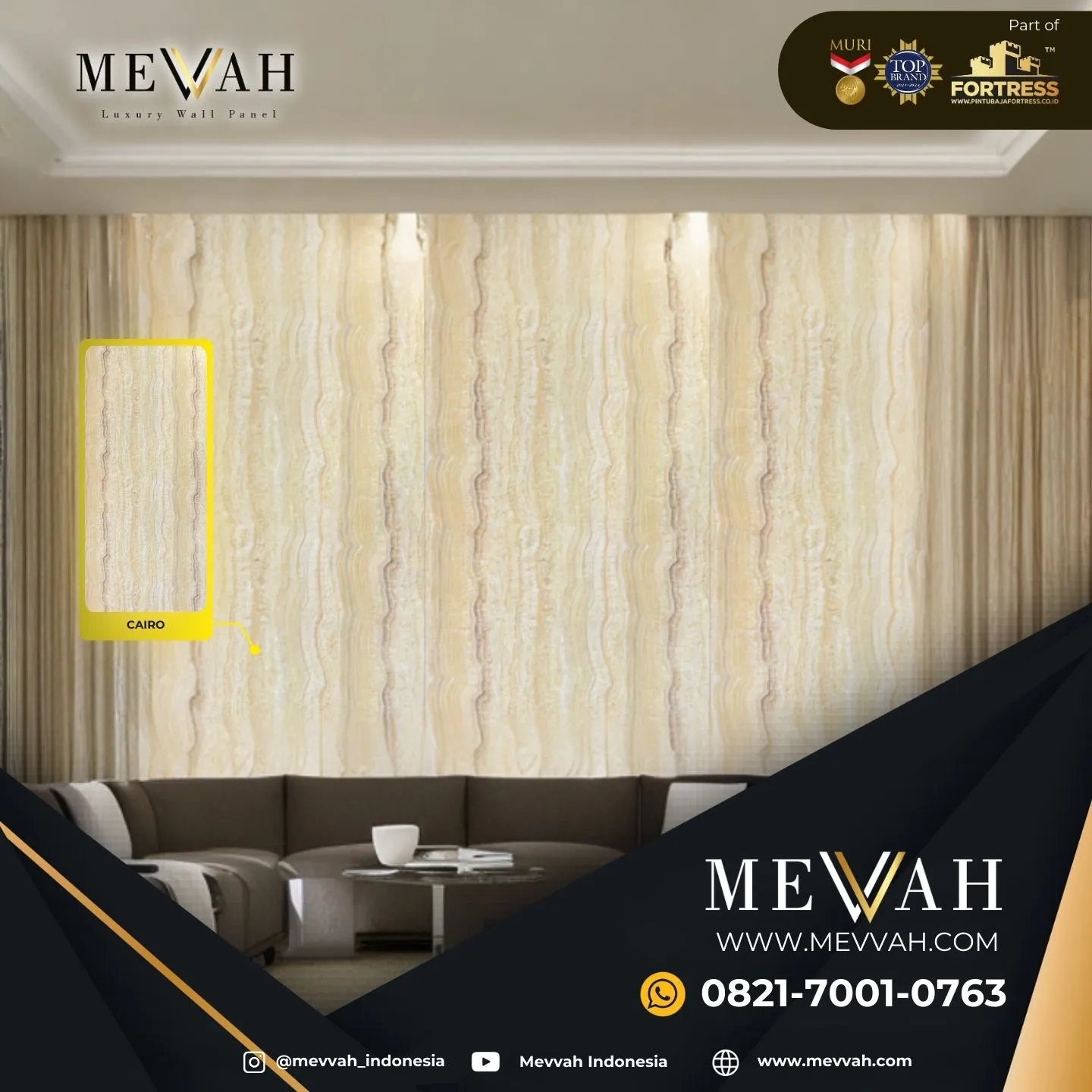 (MEVVAH) Wall Panel Dinding Pvc Marmer Krem Di Melawi