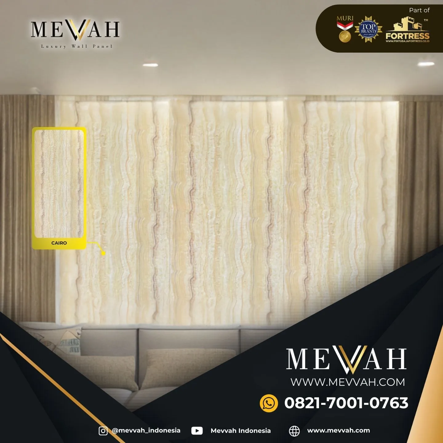 (MEVVAH) Wall Panel Dinding Pvc Marmer Krem Di Sintang