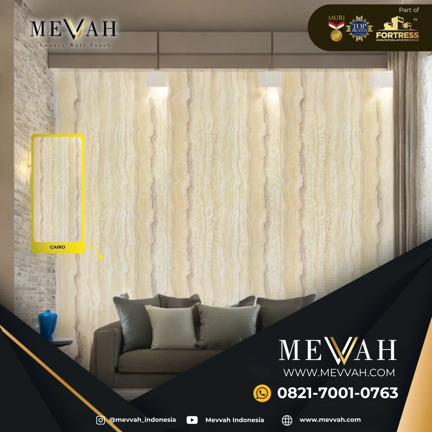 (MEVVAH) Wall Panel Pvc Motif Marmer Krem Di Sambas