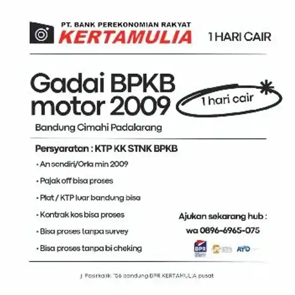 gadai BPKB motor Bandung tanpa survey 089669650785