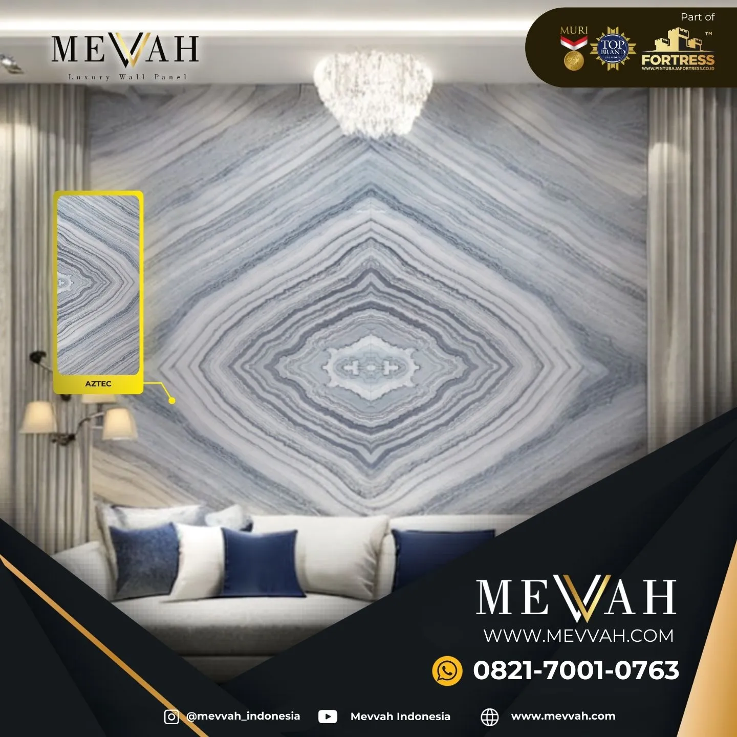 (MEVVAH) Wall Panel Marmer Abu Abu Di Kapuas Hulu