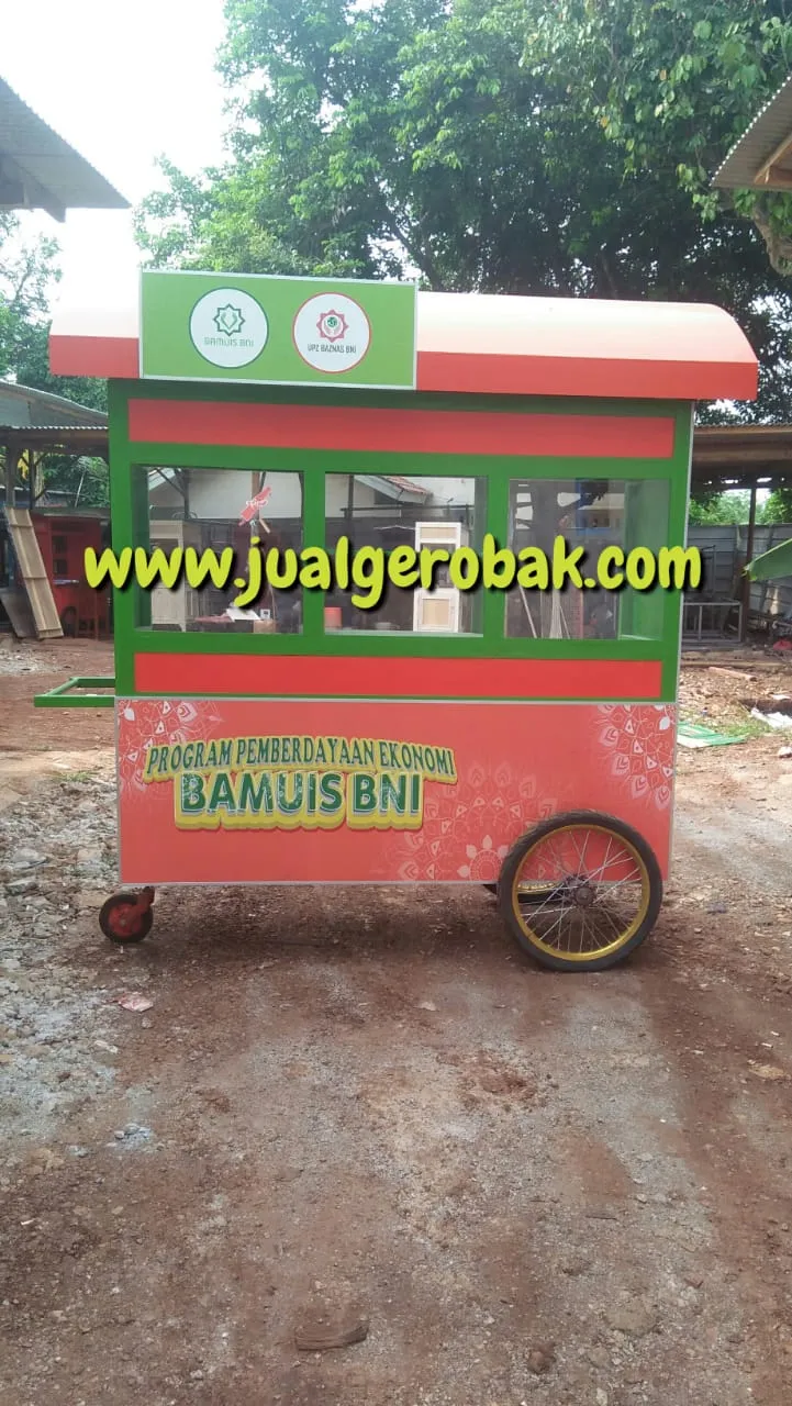 PRODUSEN JUAL GEROBAK KAYU MURAH (MODEL GEROBAK BNI)