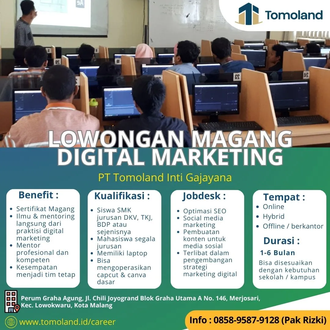Lowongan Tempat Magang OJT SMK Jurusan Informatika Digital Marketing Malang Bululawang GRAHA AGUNG