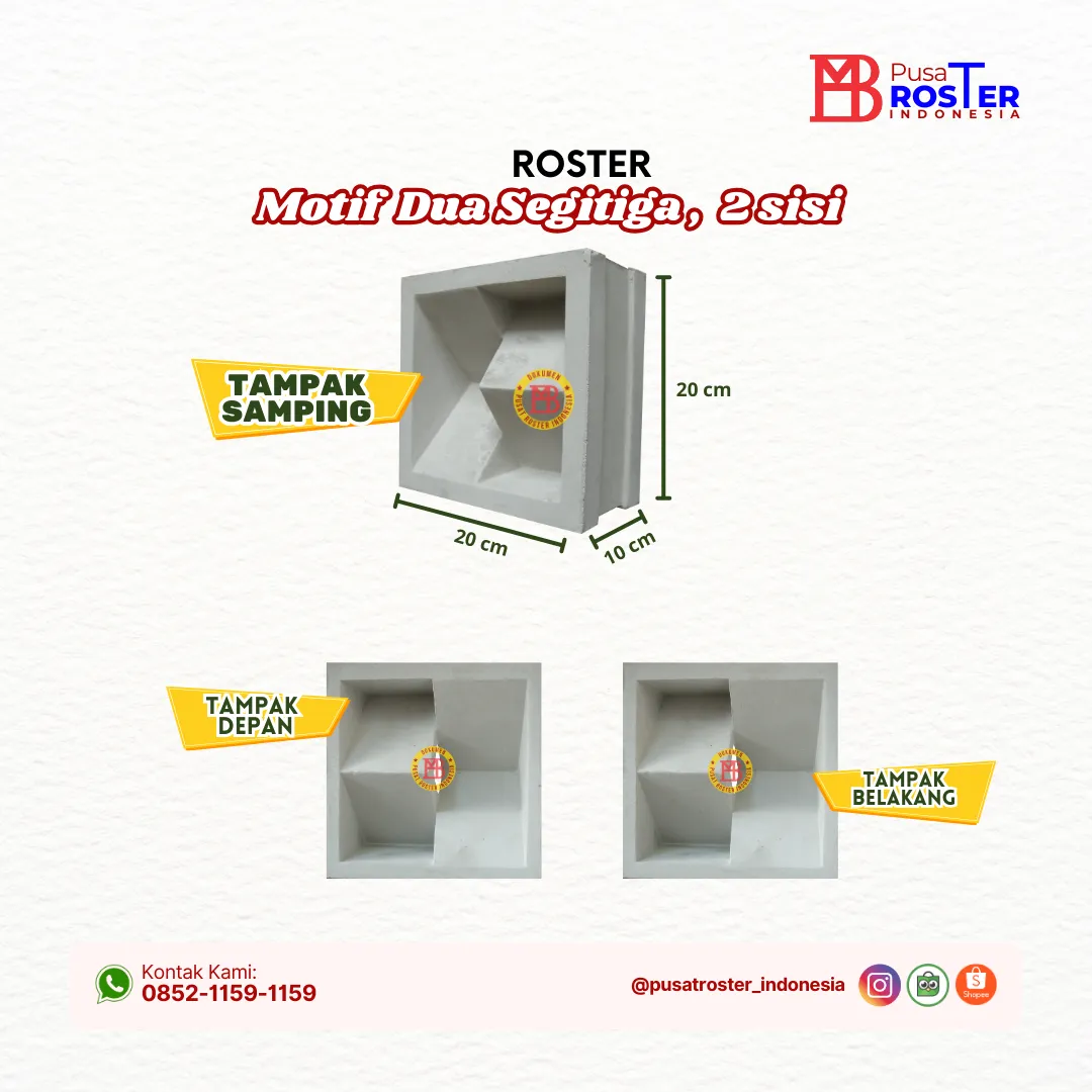 Roster Dinding Motif Dua Segitiga, 2 Sisi Dinding Pagr Rumah