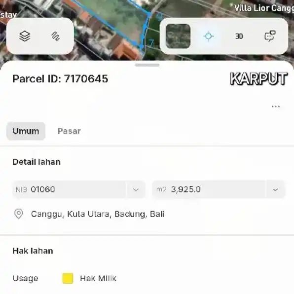 Dijual 11 are, Jl. Pantai Batu Bolong Gg. Canggu 78 Kuta Utara