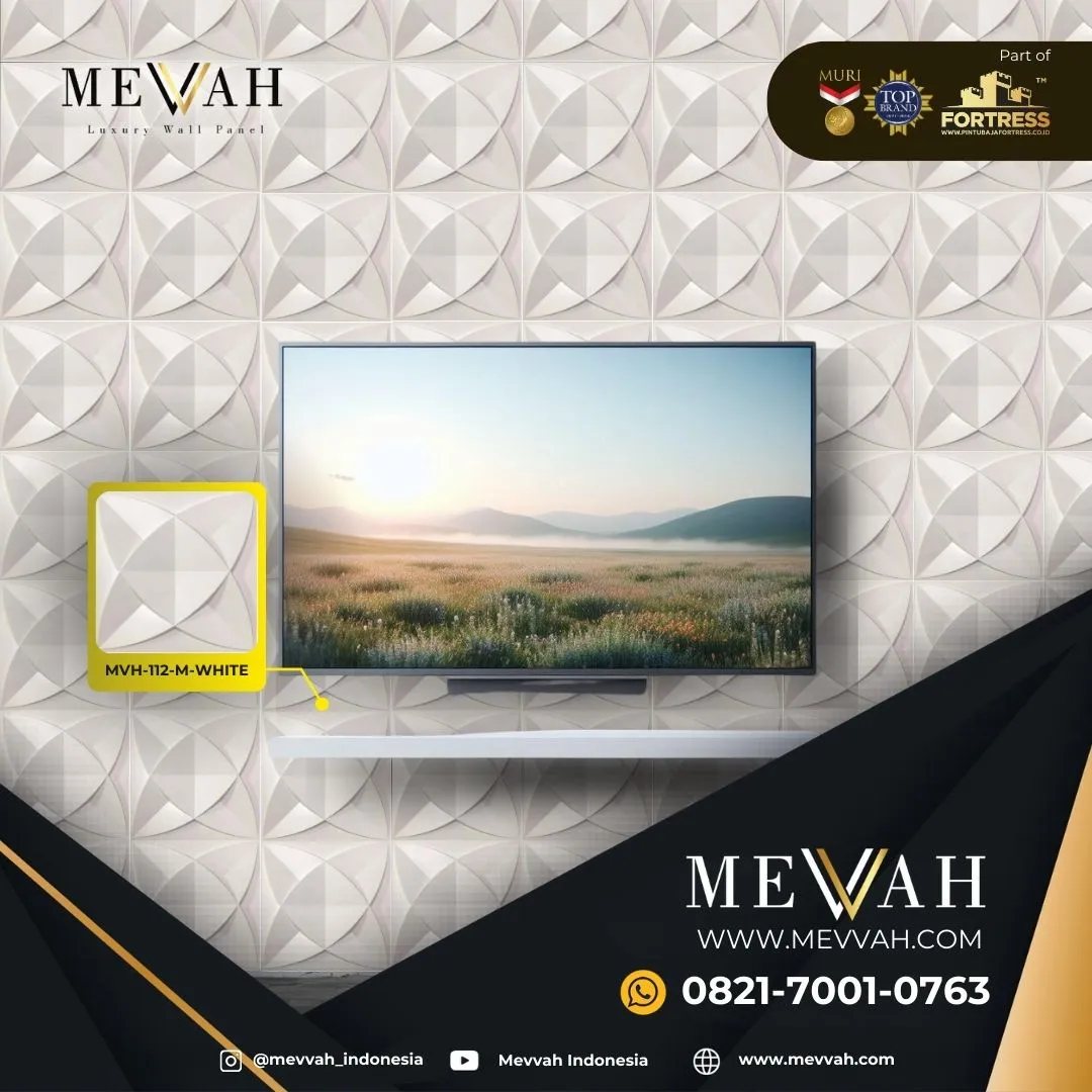 (MEVVAH) Modern 3D Wall Panel Pvc Ruang Tamu White Di Landak