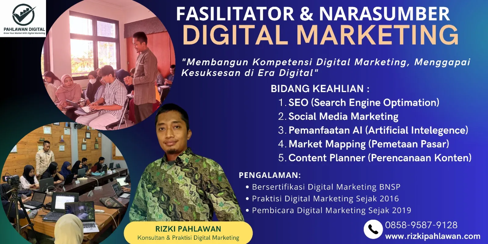 Fasilitator Narasumber Bisnis Pemasaran Online BNSP Disperindag Subang Samarinda RIZKI PAHLAWAN