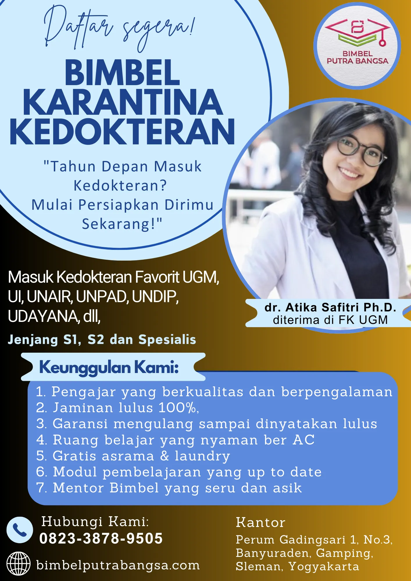 KOMPREHENSIF, 0823-3878-9505 Jasa Les Bimbel Kedokteran Hewan UNAND Padang di Bantul Solo PT PUTRA BANGSA CENDEKIA