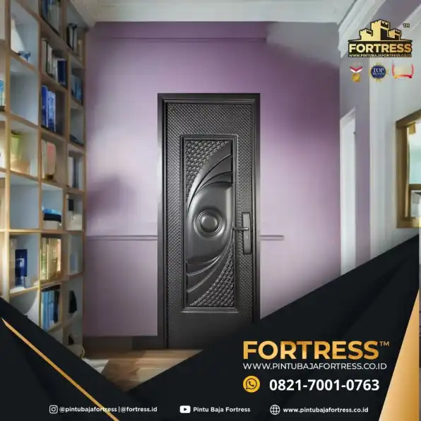 PREMIUM..!! WA 0821 7001 0763 (FORTRESS) Pintu Besi Minimalis 2 Pintu Terbaru Motif Kayu Di Indramayu