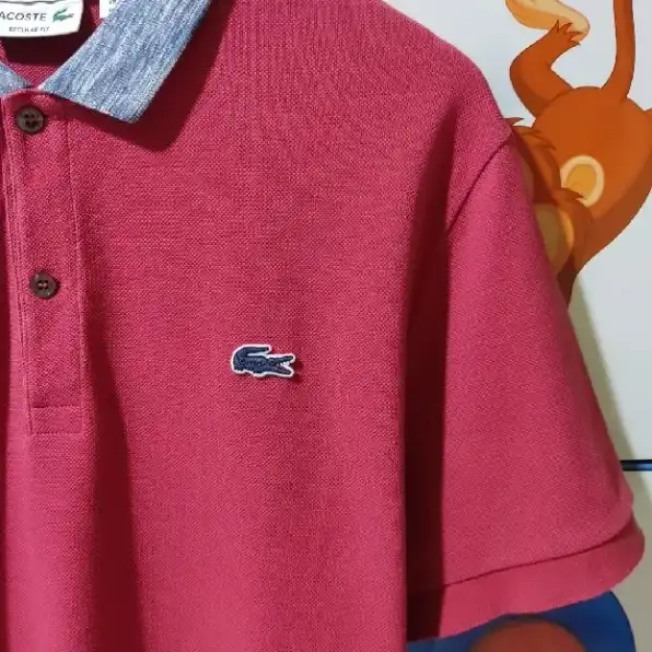 Kaos polo shirt Lacoste colour Merah Jambu Size L