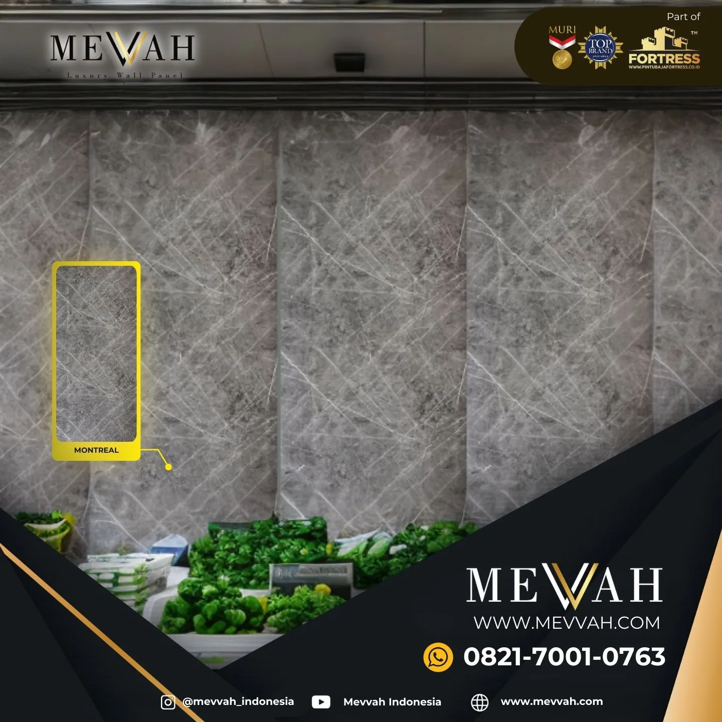 (MEVVAH) Wall Panel Marmer Abu Abu Di Pontianak