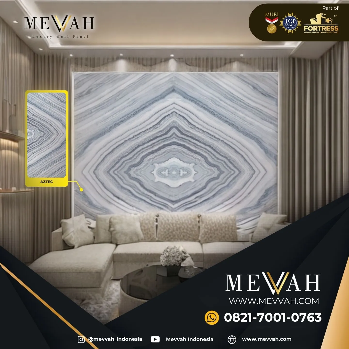 (MEVVAH) Wall Panel Dinding Pvc Marmer Abu Abu Di Sekadau