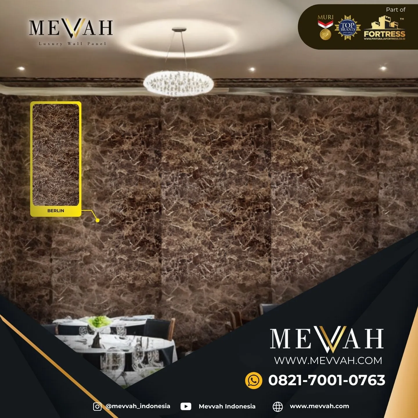 (MEVVAH) Wall Panel Dinding Motif Marmer Coklat Di Ketapang