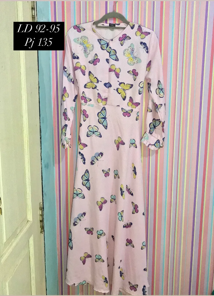 Gamis Pink Kupu Kupu Cantik