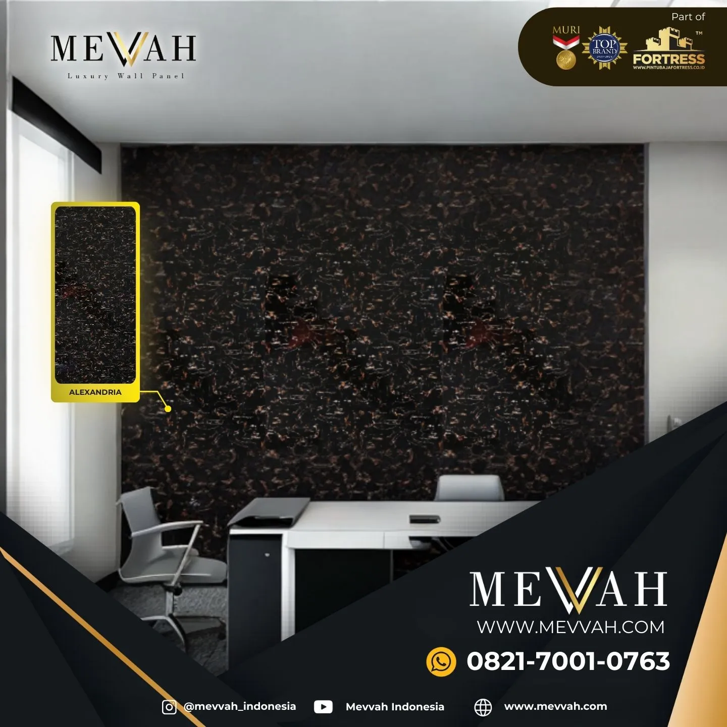 (MEVVAH) Jual Marmer Panel Pvc Hitam Di Sambas