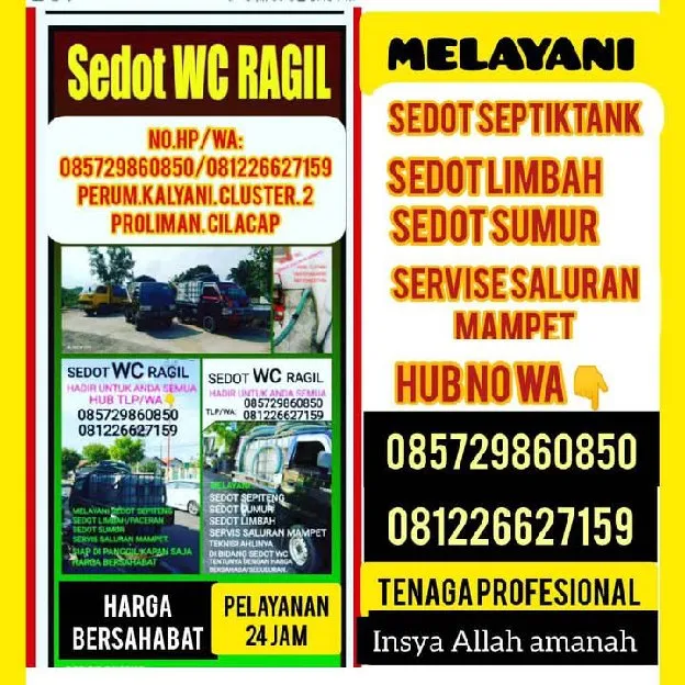 Jasa sedot Wc Adipala Cilacap 0812-2662-7159 Ragil