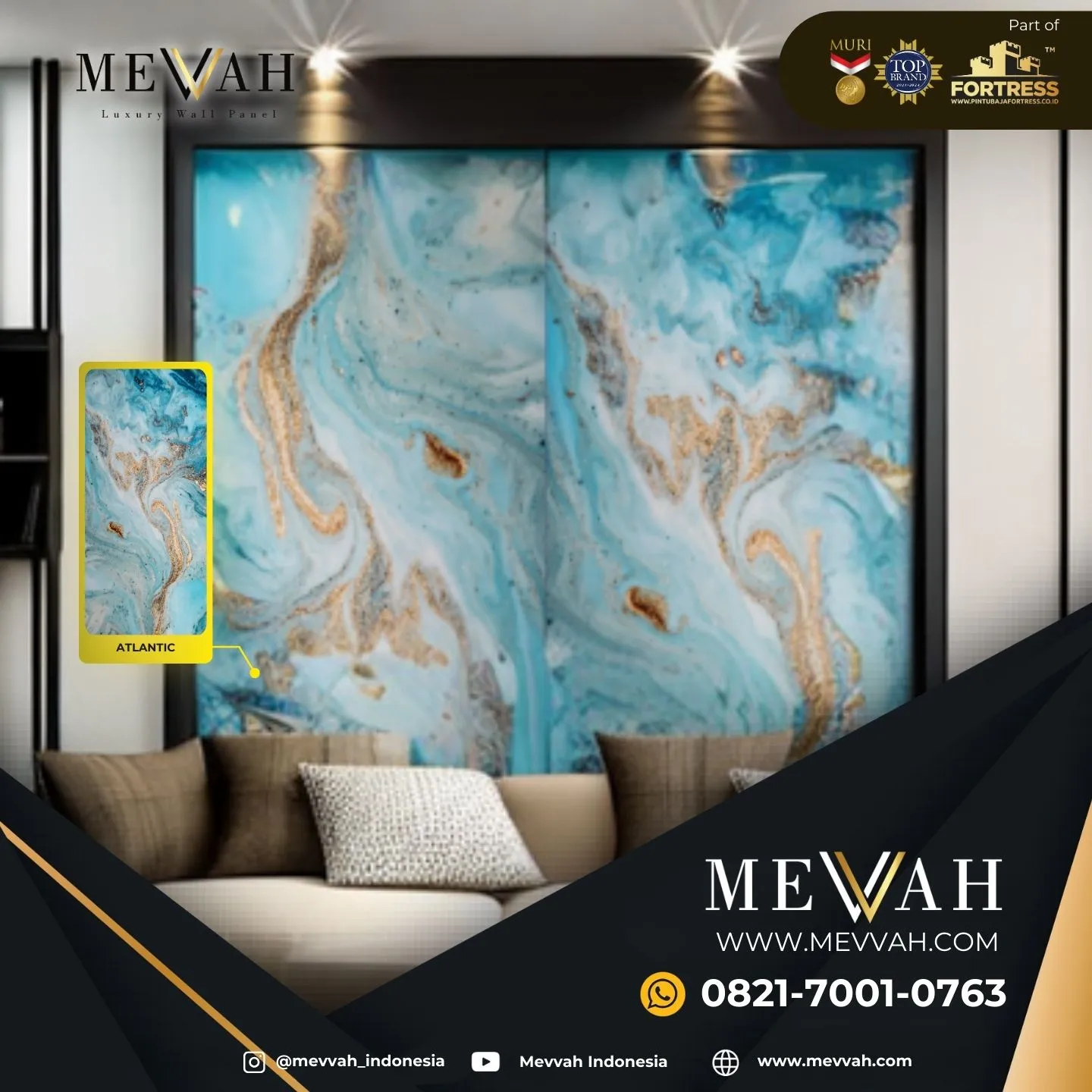 (MEVVAH) Wall Panel Marble Biru Di Sambas