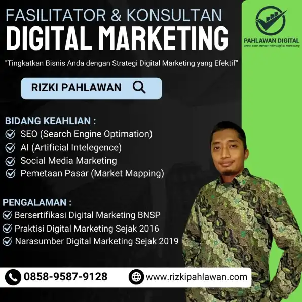 Kredibel 0858-9587-9128 Fasilitator Narasumber Digital Marketing BNSP Dinas UMKM Yogyakarta Bandung RIZKI PAHLAWAN