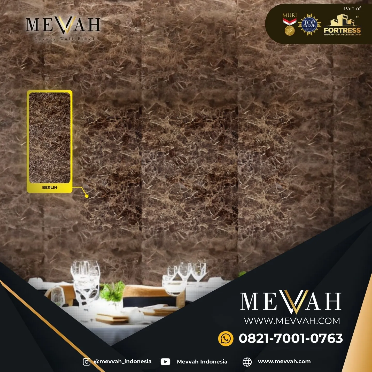 (MEVVAH) Wallpanel Pvc Marmer Brown Di Palu