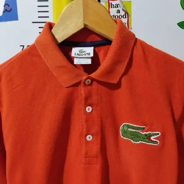 kaos polo shirt LACOSTE Big Logo colour Orange Size M