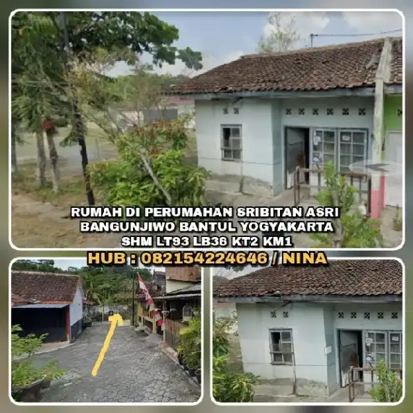 RUMAH DI PERUMAHAN SRIBITAN ASRI BANTUL YOGYAKARTA.SHM LT93 LB36 KT2 KM1.H: 082154224646/NINA