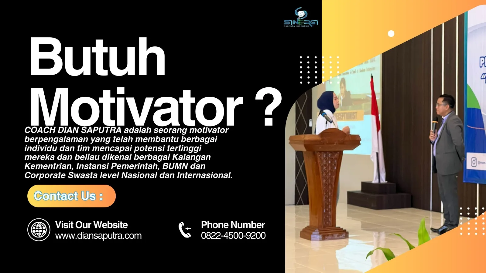 Pembicara Motivator Pandaan, Terpercaya & Solutif, Dian Saputra