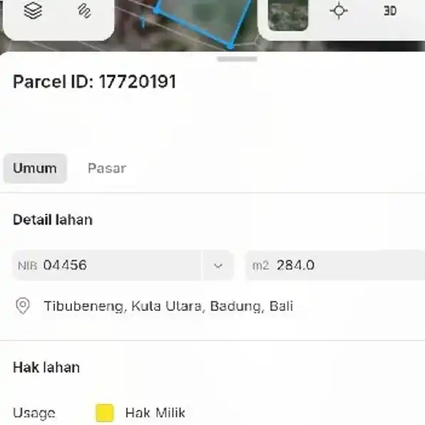 Dijual 5,5 are, Jl. Raya Canggu Baratnya PEPITO Tibubeneng Kuta Utara