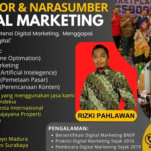 CALL 0858-9587-9128 Pembicara Narasumber Digital Marketing BNSP Kementerian Pertanian Tangerang Banjarmasin Semarang Jogja Depok RIZKI PAHLAWAN