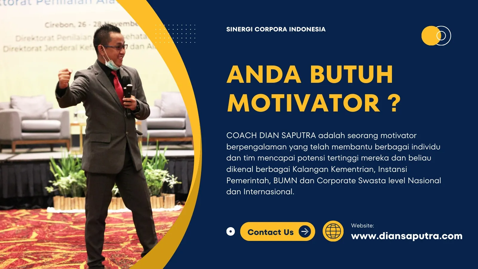 Trainer Motivator PalangPalangkaraya, Terpercaya & Solutif, Dian Saputra