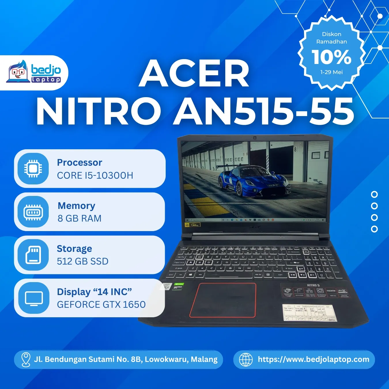 LAPTOP ACER NITRO AN515-55 TERCANGGIH DI MALANG