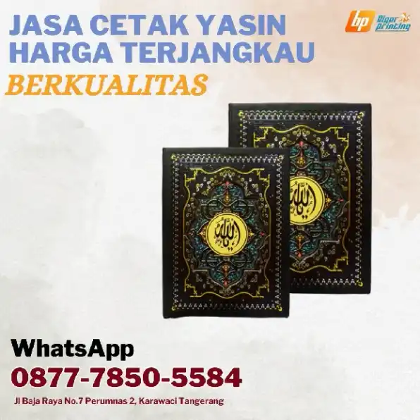 BERKUALITAS, Wa./Call 0877-7850-5584, Jasa Cetak Yasin Harga Terjangkau, di Benda Tangerang