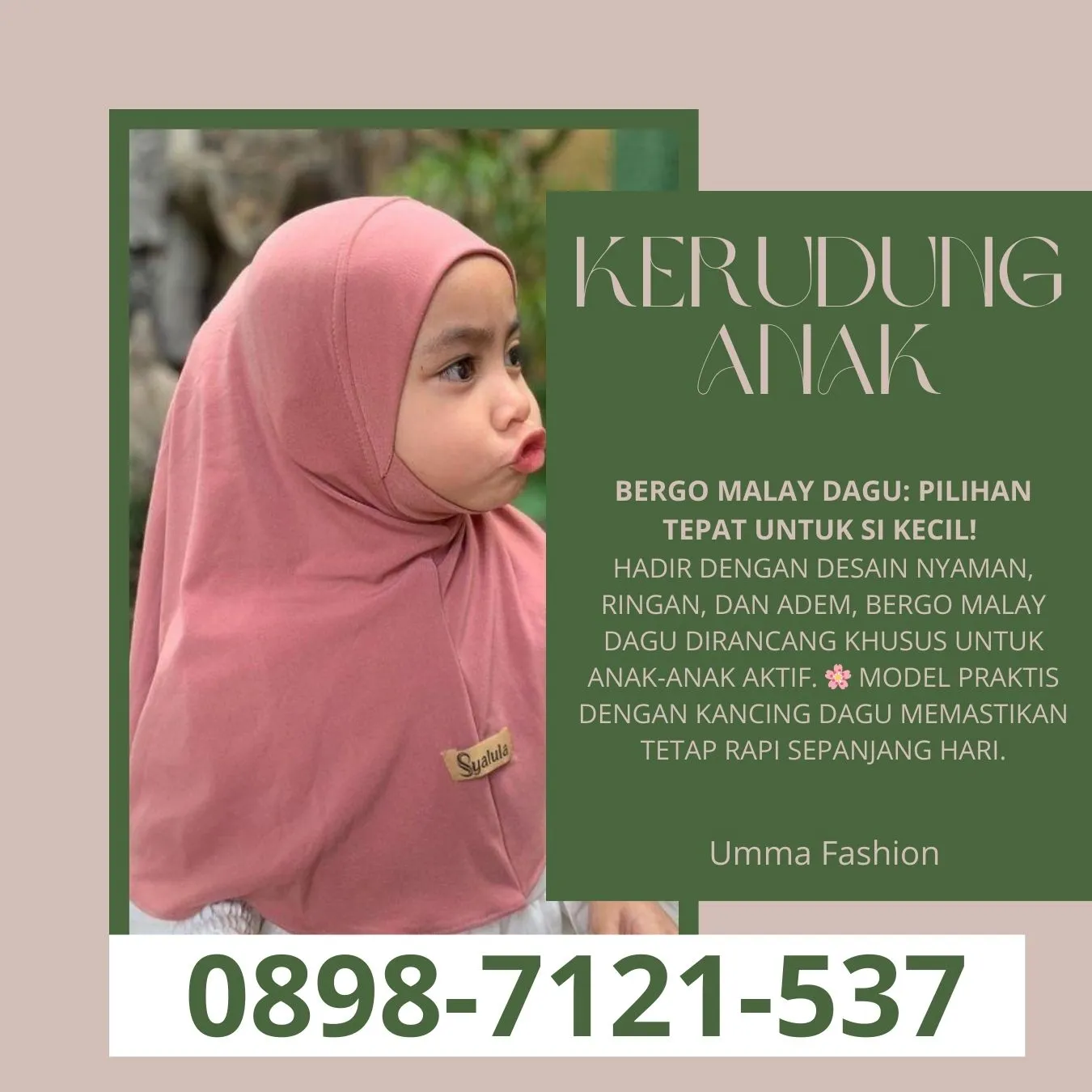 Kerudung Anak Bergo | Umma Fashion | di Karanganyar Bandung