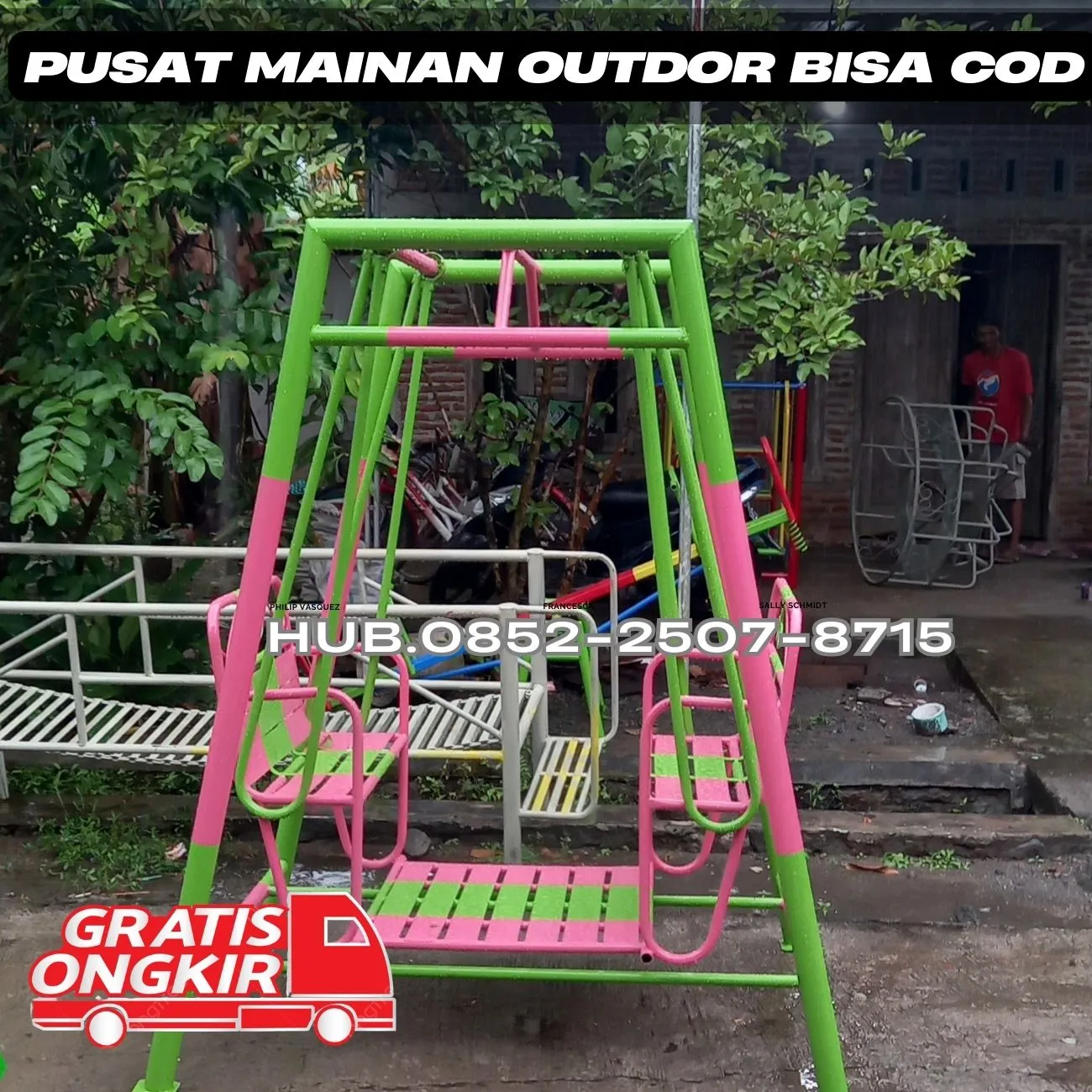 Gambar ayunan besi bulat besar Dan mainan playground Kec Gayungan Kota Surabaya