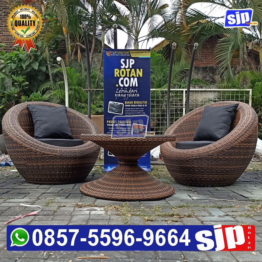 1 set pengrajin sofa rotan sintetis bulat mewah