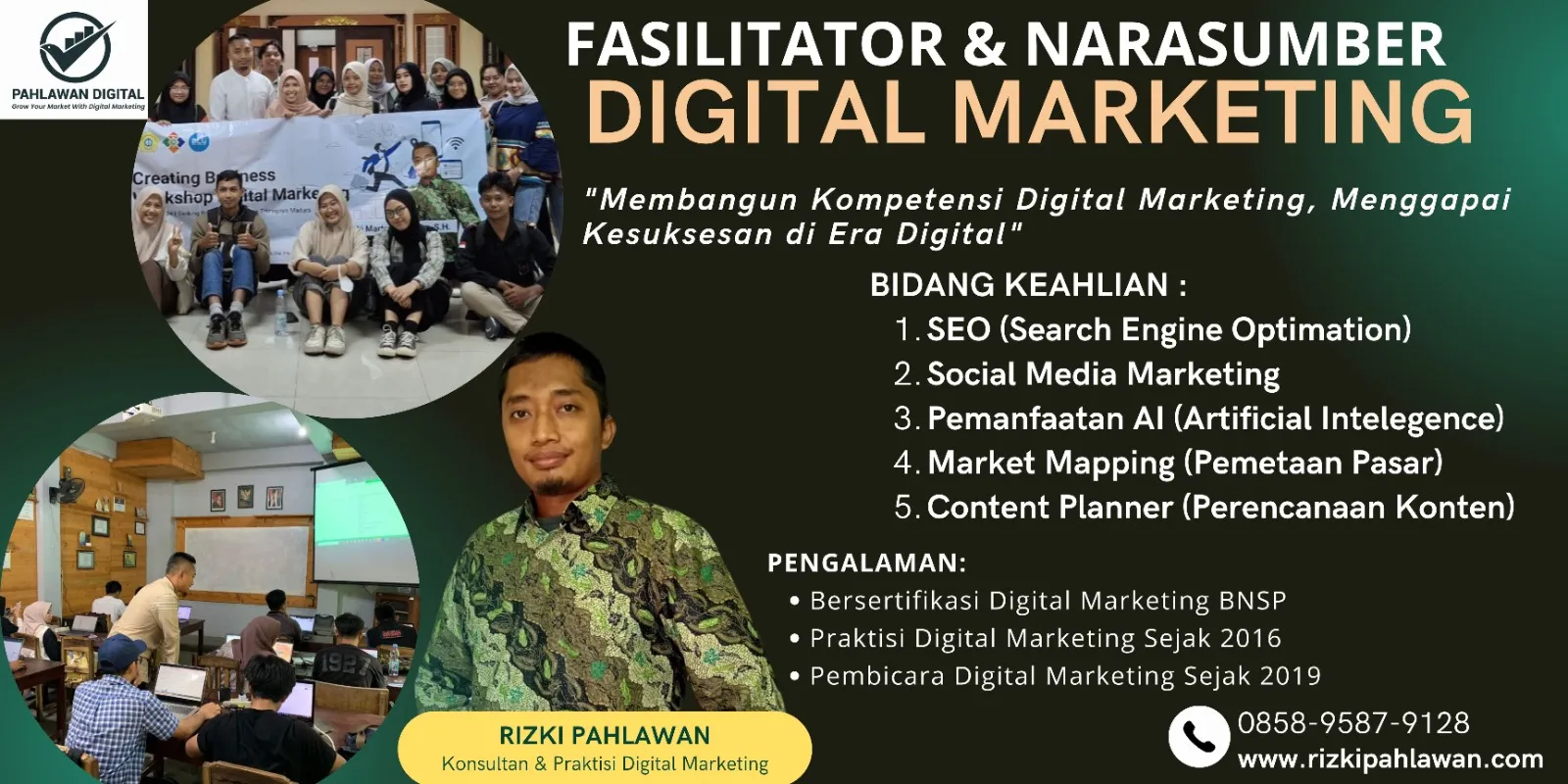 Instruktur Narasumber Bisnis Pemasaran Online BNSP Kementerian Koperasi & UKM Trenggalek Malang RIZKI PAHLAWAN