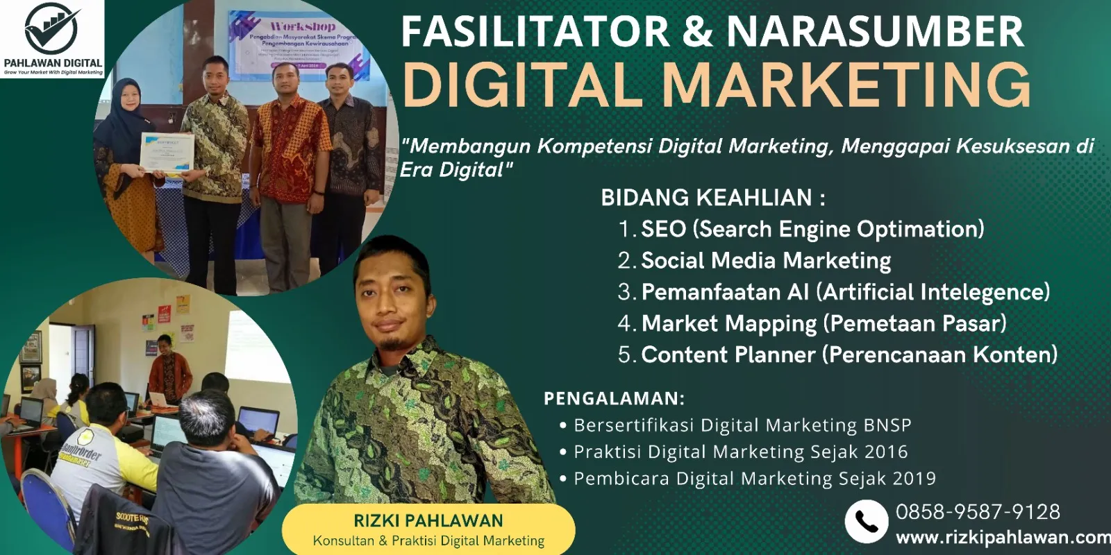 Motivator Narasumber Bisnis Pemasaran Online BNSP Kementerian Tenaga Kerja Tanggamus Yogyakarta RIZKI PAHLAWAN