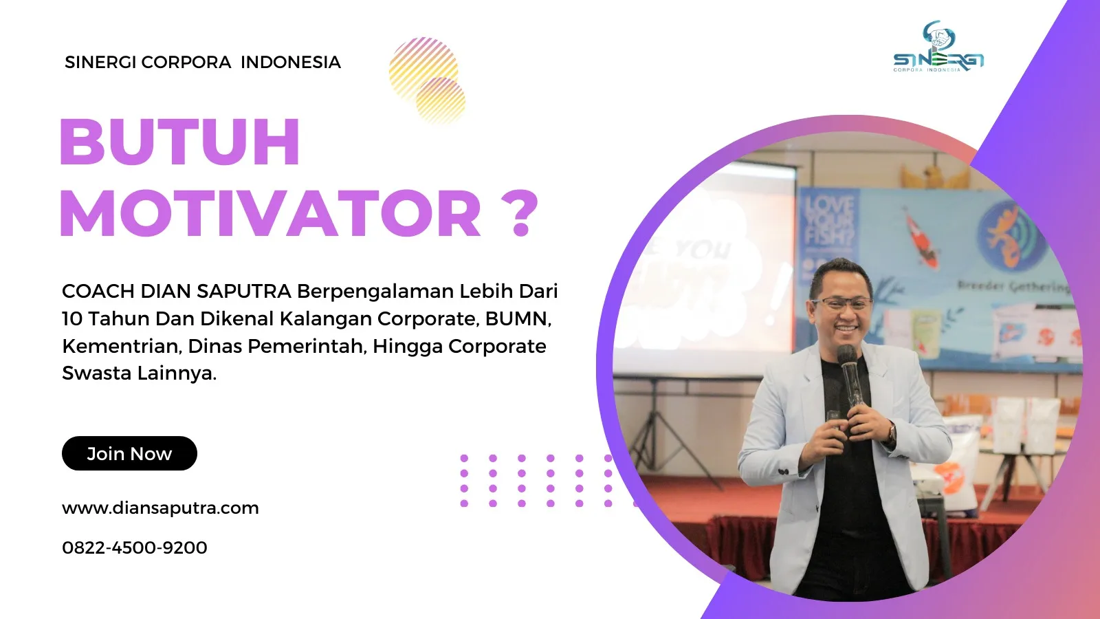 Pembicara Motivator Kepulauan Seribu, Terpercaya & Solutif, Dian Saputra