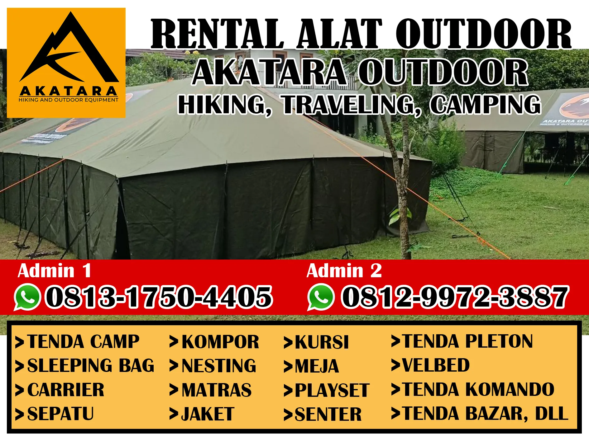 TERLENGKAP O8I3-I75O-44O5 WA, Sewa Rental Tenda Pleton