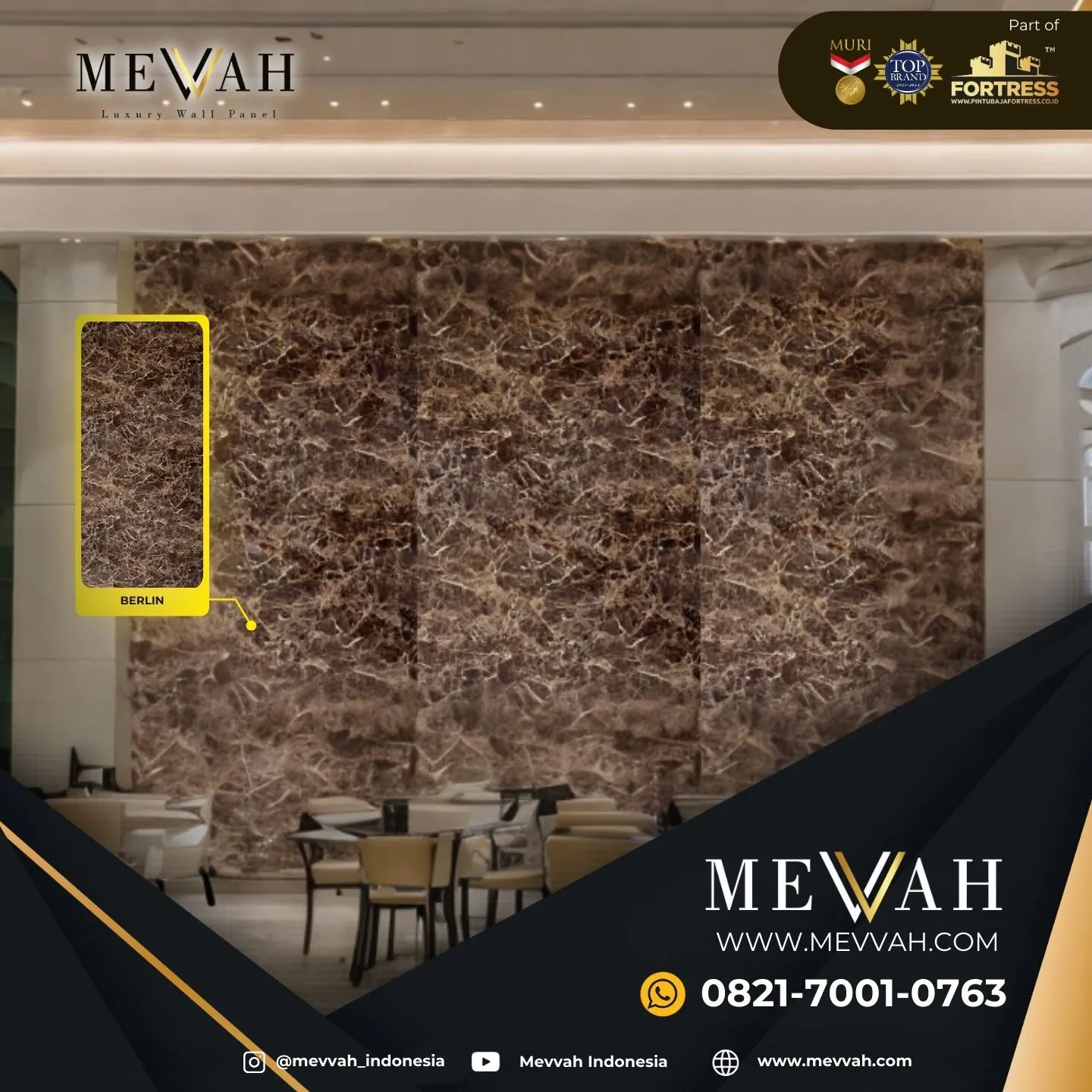 (MEVVAH) Pvc Wall Panel Marble Design Coklat Di Sintang