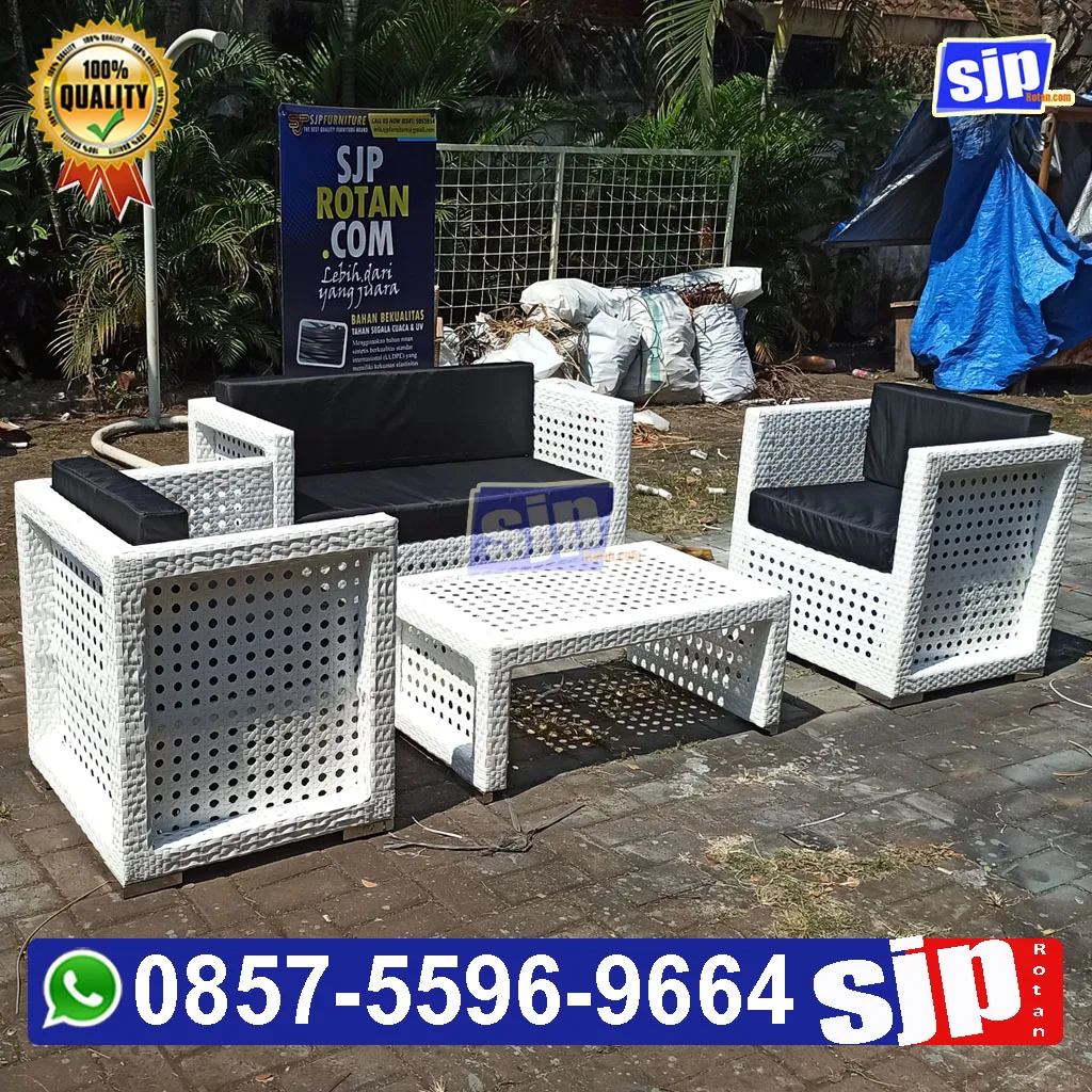 jual sofa rotan sintetis anyaman mata ayam