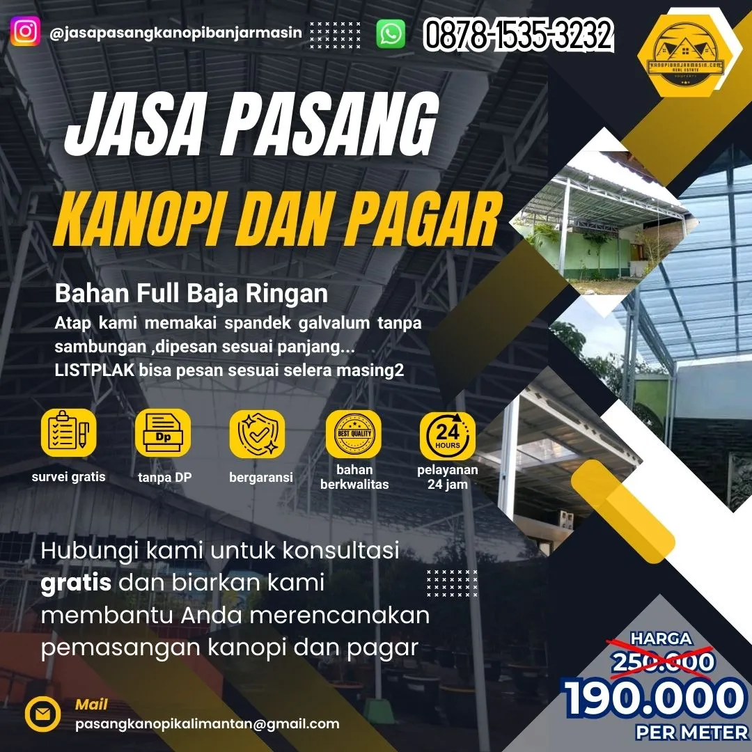 (TERMURAH), jasa pasang kanopi baja ringan Komet