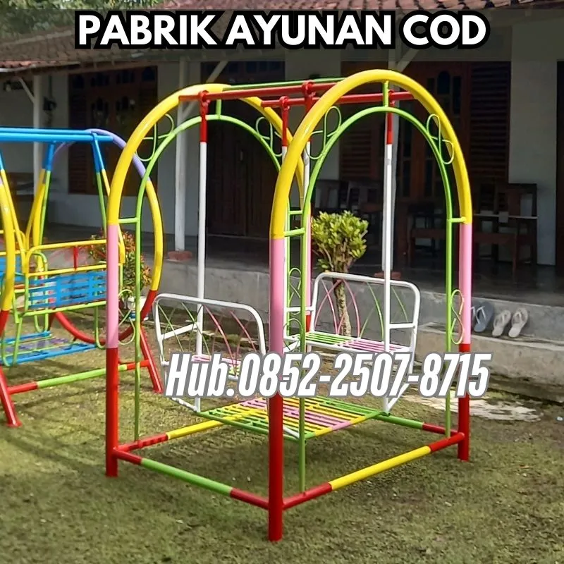 Hub 0852-2507-8715 PRODUKSI !! ayunan besi klasik Dan mainan playground outdoor Kec Paninggaran Pekalongan  Bayar COD Free Ongkir