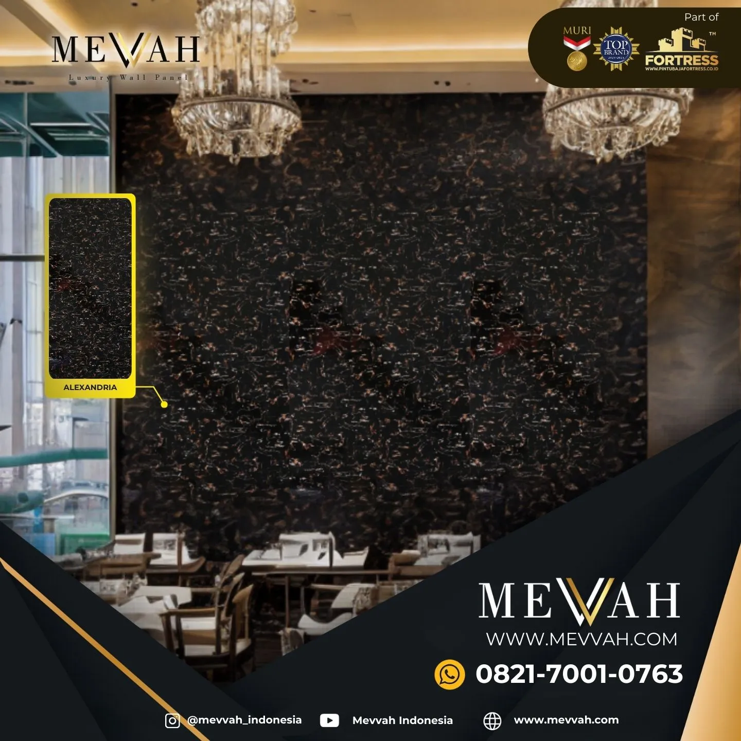 (MEVVAH) Wall Panel Marmer Pvc Hitam Di Sintang