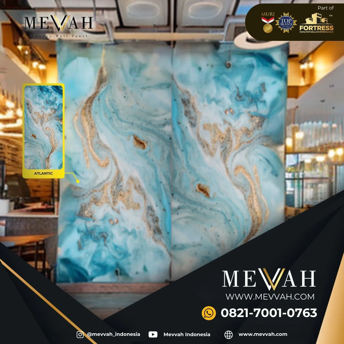 (MEVVAH) Panel Dinding Pvc Motif Marmer Biru Di Landak