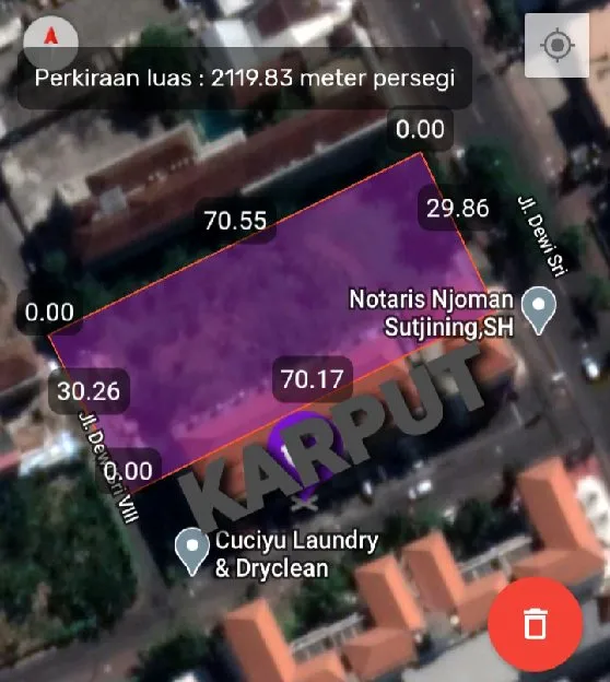 Dijual 21 are, Jl. Dewi Sri UTAMA Legian Sunsetroad Seminyak Kuta