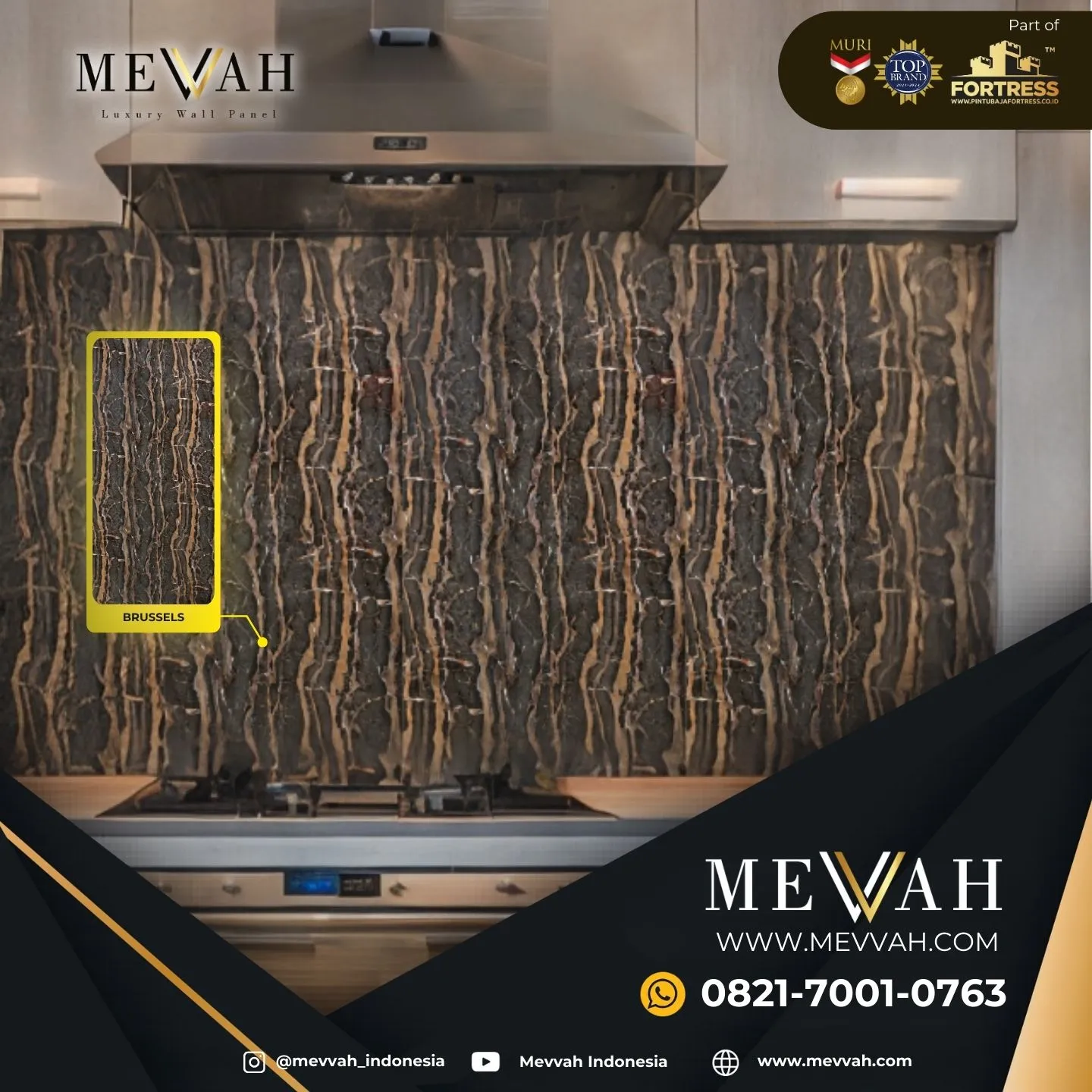 (MEVVAH) Pvc Wall Panel Motif Marmer Coklat Di Landak