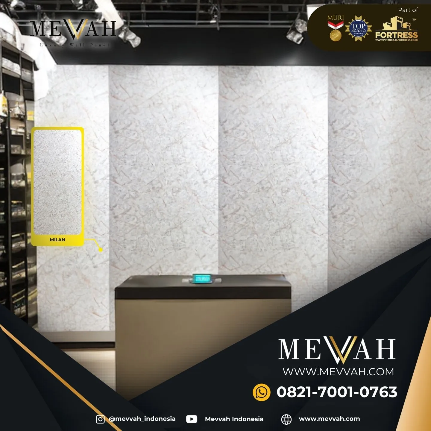 (MEVVAH) Wall Panel Pvc Motif Marmer Putih Di Sanggau