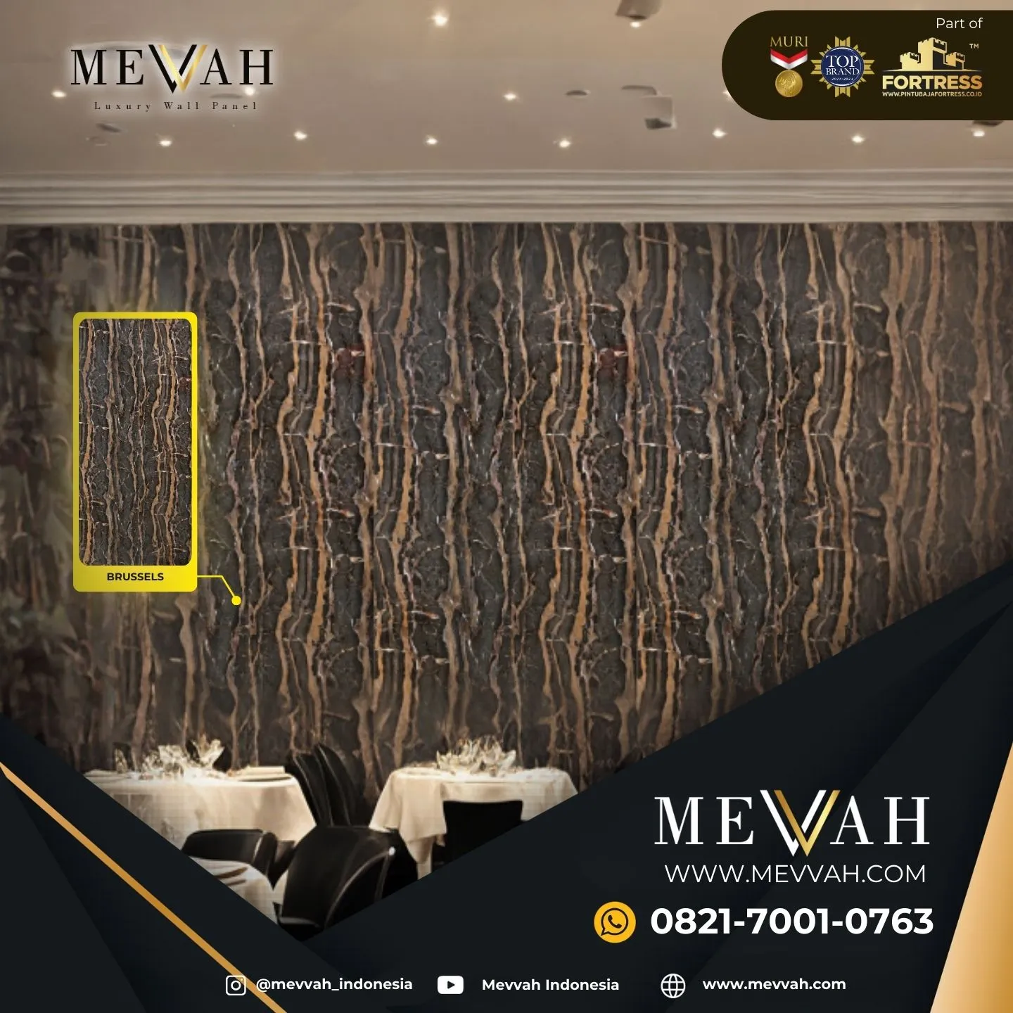 (MEVVAH) Wall Panel Dinding Motif Marmer Coklat Di Sambas