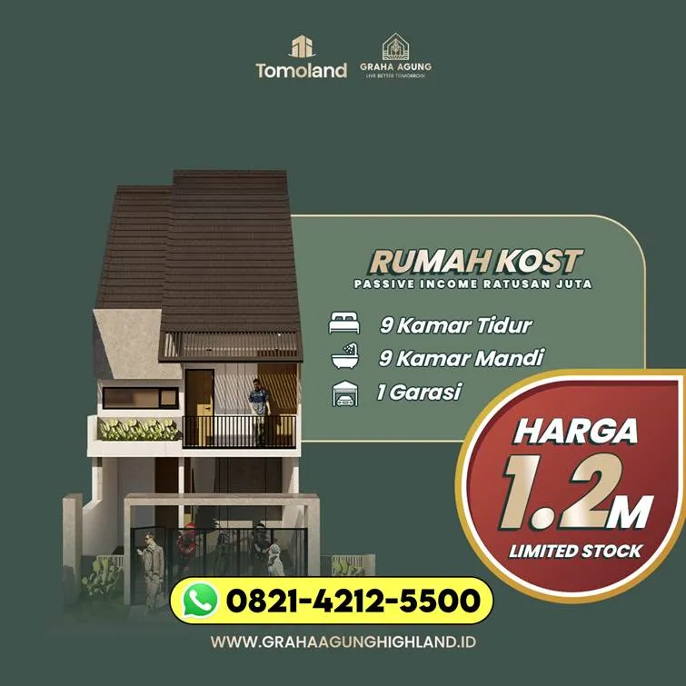 SOFT LAUNCHING x821-4212-5500 Jual Rumah Kost Tahunan Untuk Pasangan Suami Istri Jawa Timur Bojonegoro GRAHA AGUNG HIGHLAND