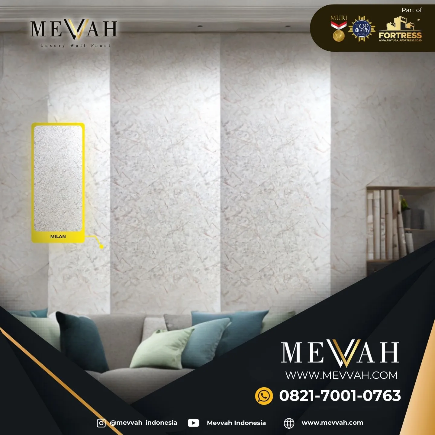 (MEVVAH) Panel Dinding Pvc Motif Marmer Putih Di Sanggau